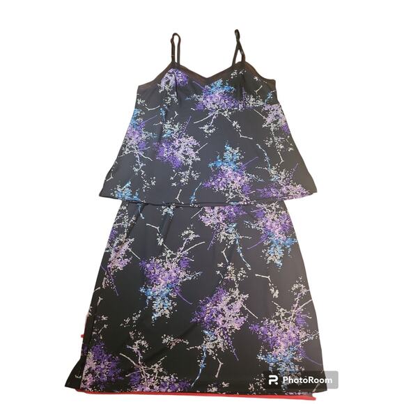 Y2K BCBGMAXAZRIA Black & Purple Floral Tank + Skirt Set – Size 1X – EUC - Picture 1 of 7